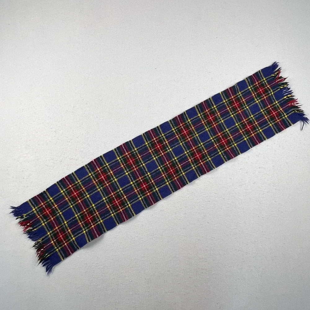Kynoch Scarf Unisex Blue Plaid Wool Tartan Keith Scotland Vintage Scottie Dog